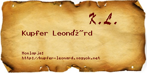Kupfer Leonárd névjegykártya